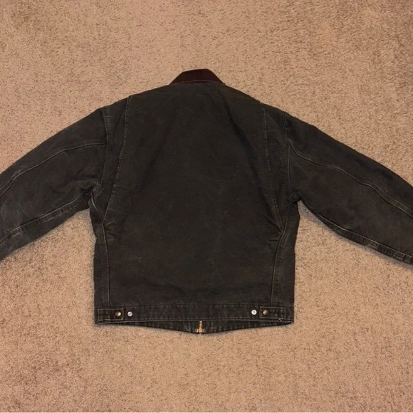 Carhartt Dark Green Jacket with Brown Collar Men’s J97 MOS - Picture 11 of 14